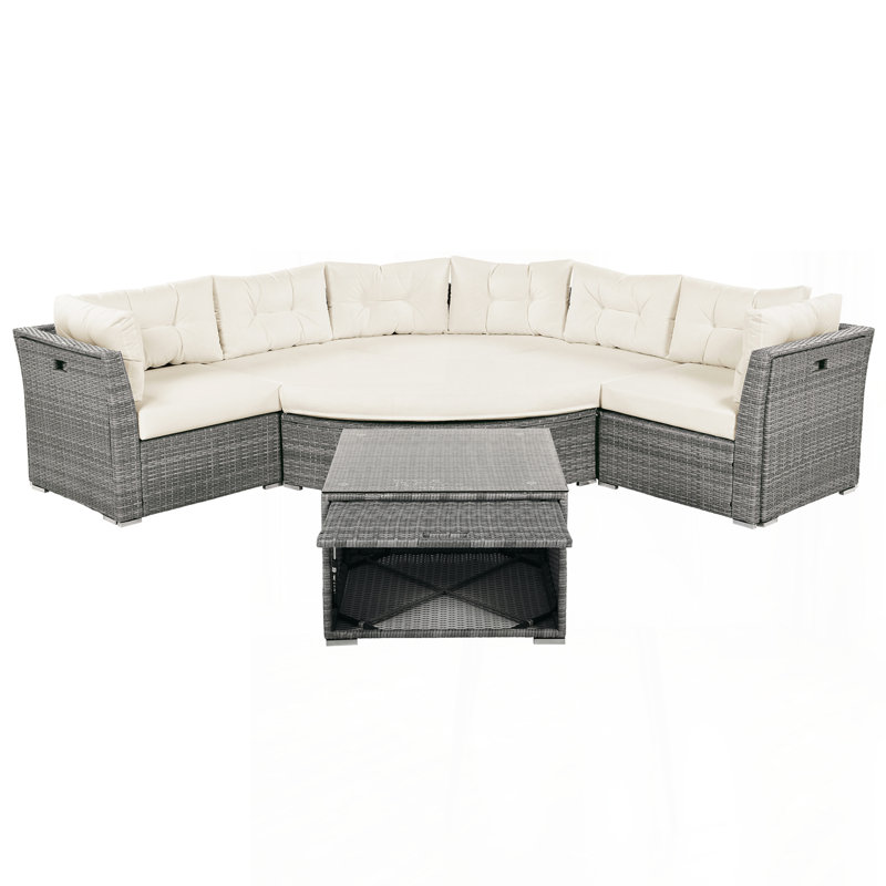Patio Furniture Set Outdoor Furniture Daybed Rattan Sectional Furniture Set Patio Seating Group With Cushions and Center Table for Patio, Lawn, Backyard, Pool