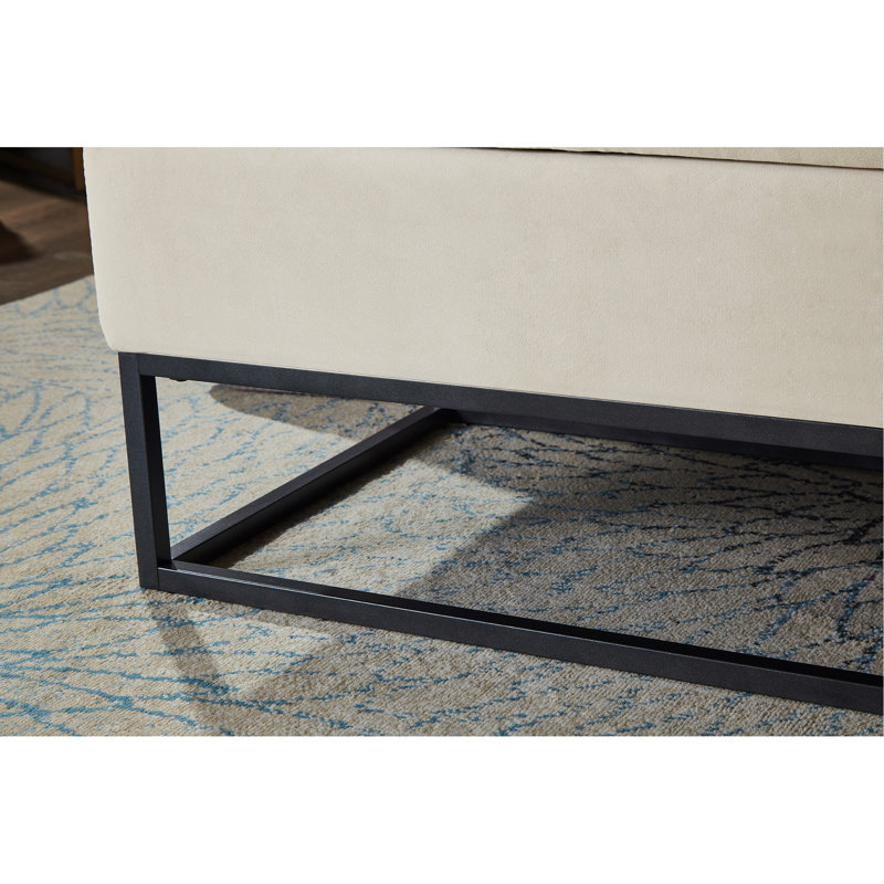 Banc de rangement rembourré en velours Margarete, Beige