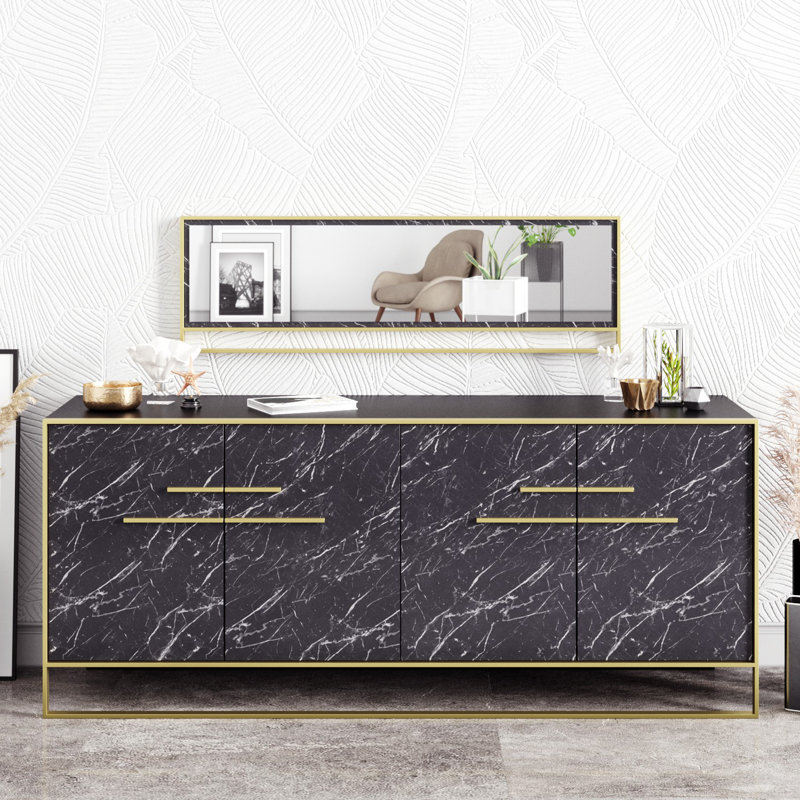 Braddy 179.9cm Sideboard, Black/Gold