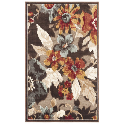 Tapis floral brun foncé Gordon
