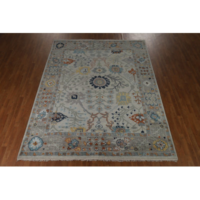 Tapis indien fait à la main à motif floral Oushak 8 x 10