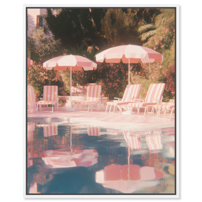 Pink Parasol Poolside Canvas Print Fashion Art by Art Remedy