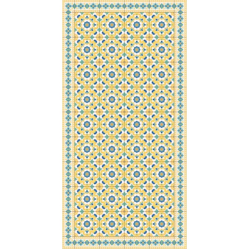 Calidoscopi Yellow Easy to Clean Kitchen Mat, Rectangle 2'6" x 6'5"