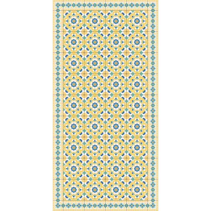 Tapis de cuisine jaune facile à nettoyer Calidoscopi, Rectangle 2 pi x 3 pi 