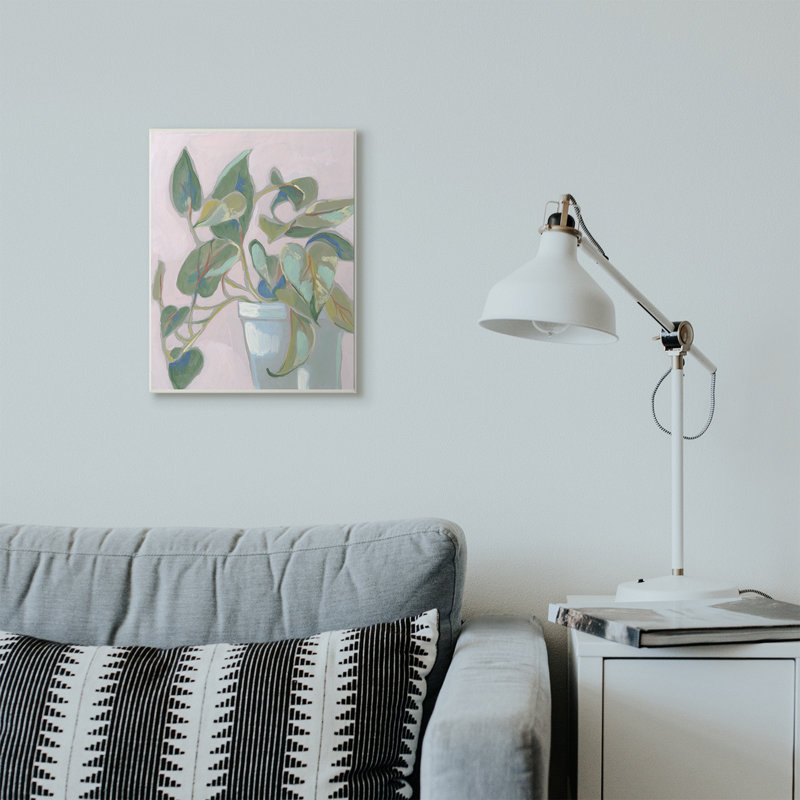 «Pots Plant Green Pink», reproduction d'art, H 13 po x l 19 po x P 0,5 po, Plaque murale