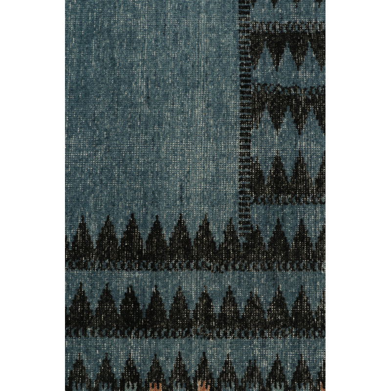 Distressed Homage Hand Knotted Wool Geometric Area Rug, Rectangle 10' x 14'