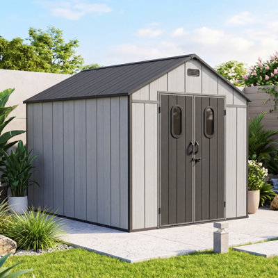 Patio Plastic Portable Outdoor Storage Shed with Deck