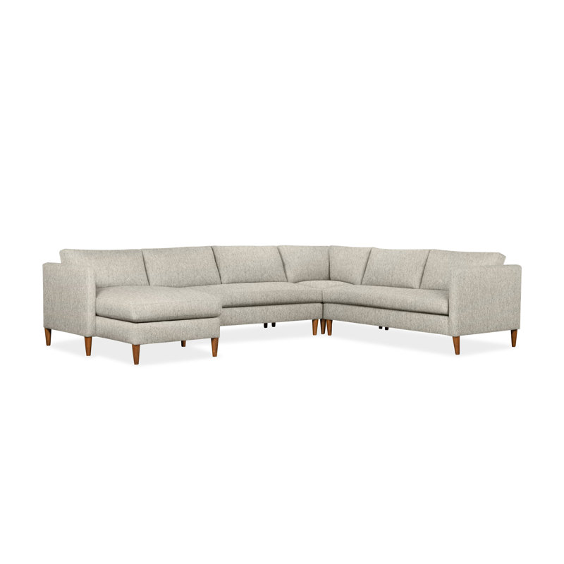 Clifford 4-Piece Upholstered Custom Sectional, Left Hand Facing, Ticket Ash Heathered Basketweave