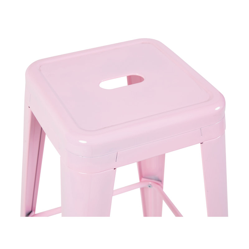 Tabouret de bar rose en métal sans dossier de 30 pouces de 2, non empilable, détachable et facile à assembler pour un îlot de cuisine, un bar, une salle à manger, un assemblage solide et imperméable
