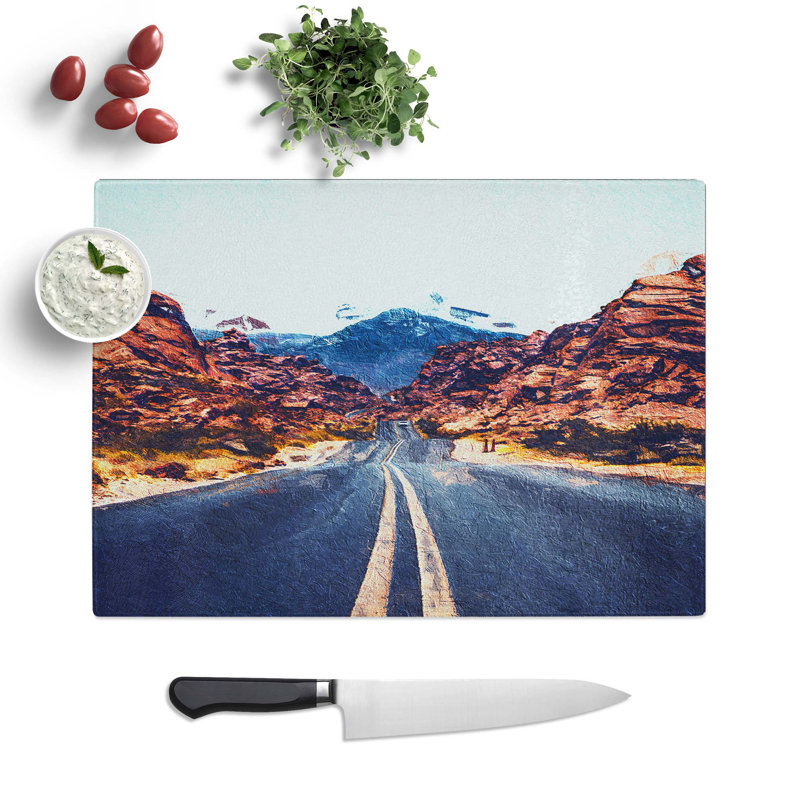 Tempered Glass Road to the Valley of Fire Chopping Board, 39 cm W x 28.5 cm L