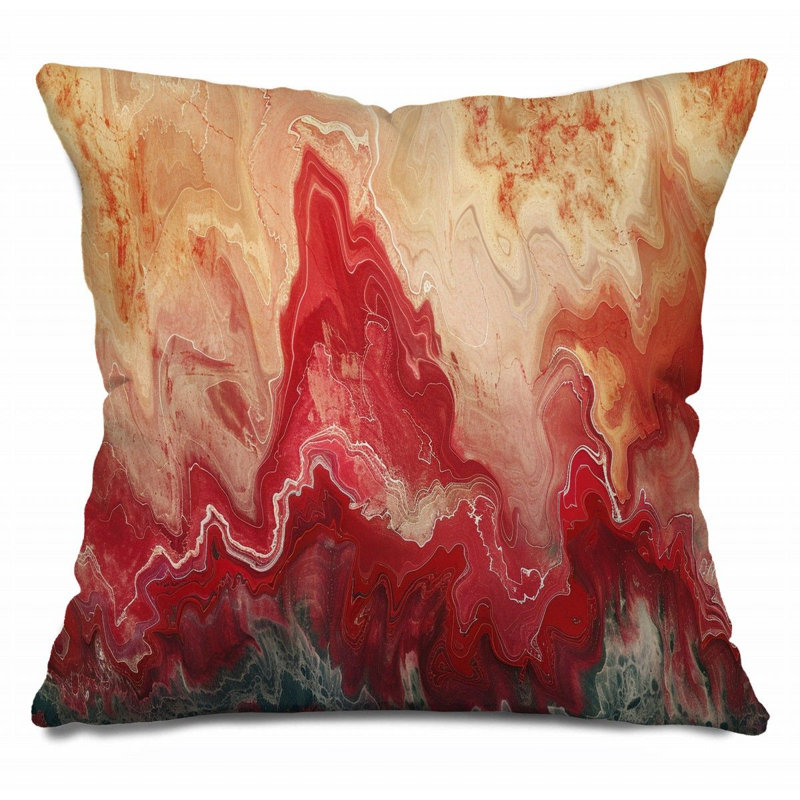 Coussin en marbre, sergé de coton naturel, H 14 po x l 14 po