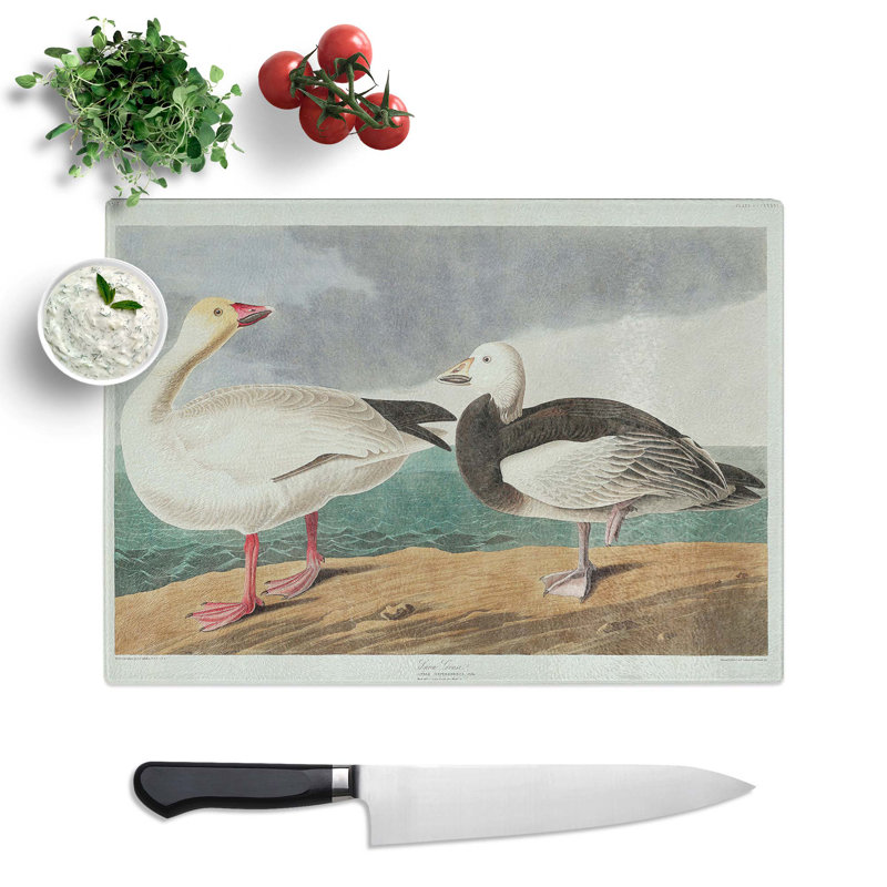 Tempered Glass Snow Goose by John James Audubon Chopping Board, 28.5 cm x 20 cm