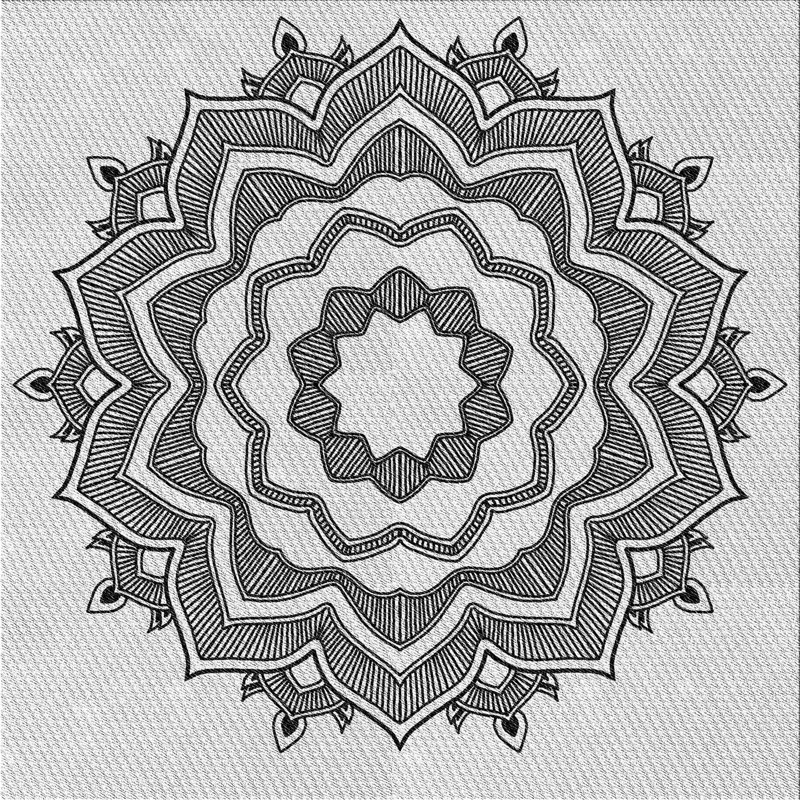 Laine tissée à la main et polyester gris/noir Tapis décoratif, Carré 6 pi