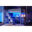 Lit mezzanine double avec commode, bureau et bande lumineuse-469640861