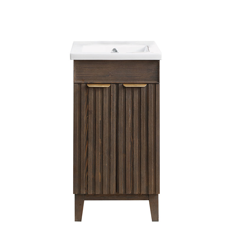 Ensemble de meuble-lavabo simple 18,1 po Dansfield, Brun antique épinette, Or brossé