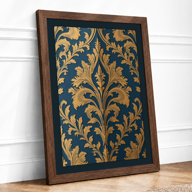 Golden Damask Baroque - Framed Print, Walnut, A4 - 29.7 x 21.0 cm