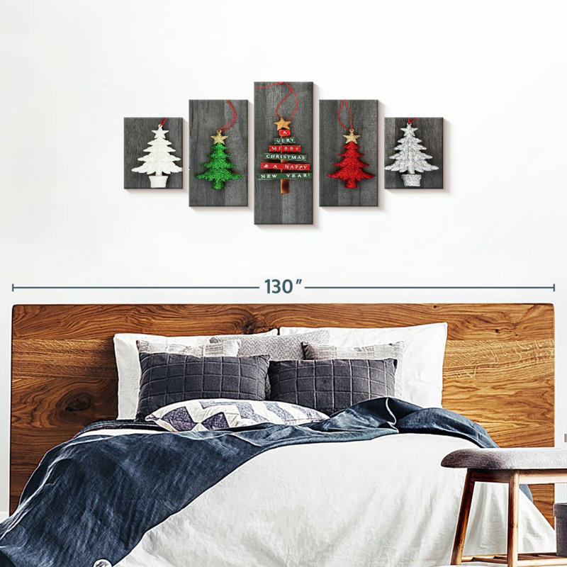 Hanging Christmas Trees - Ensemble de 5 toiles tendues, H 74 po x l 34 po x P 1,25 po