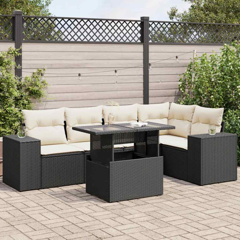 Ensemble de canapé de jardin en rotin PE noir Vidaxl