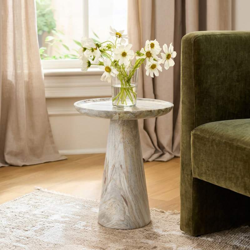 Table d'appoint contemporaine MGO Merek, 16.93''Wx16.93''Dx20.47''H, Mist Stone