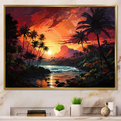 " Palm Trees On Colorful Sunset V "