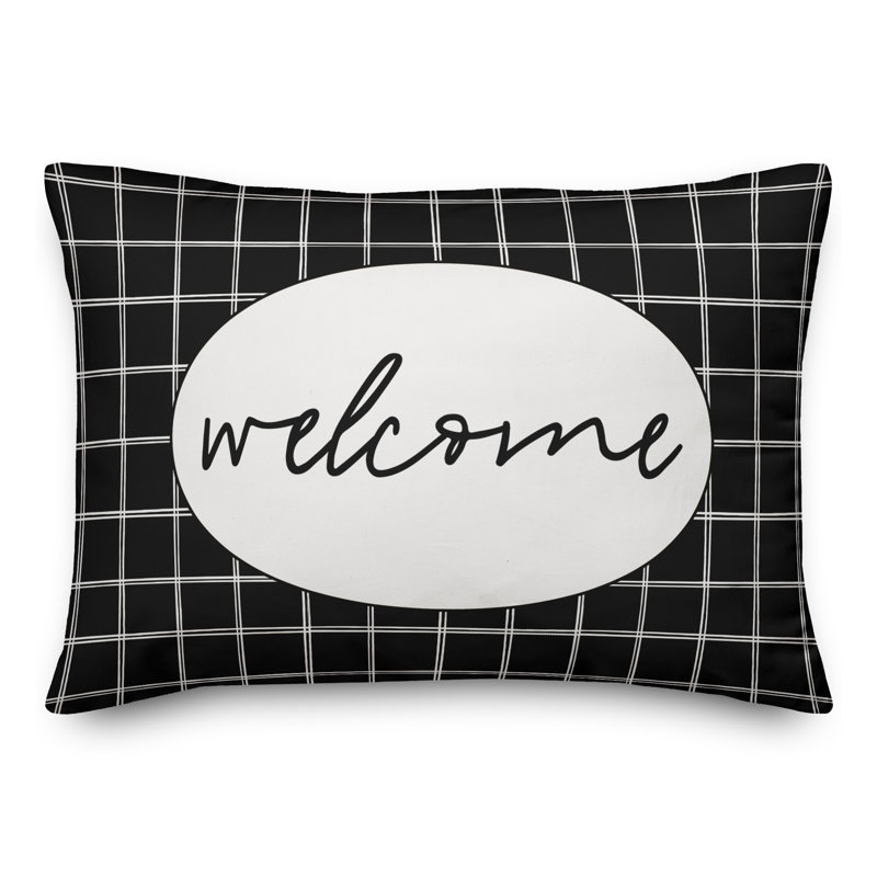  Housse de coussin rectangulaire et insert Welcome, Noir