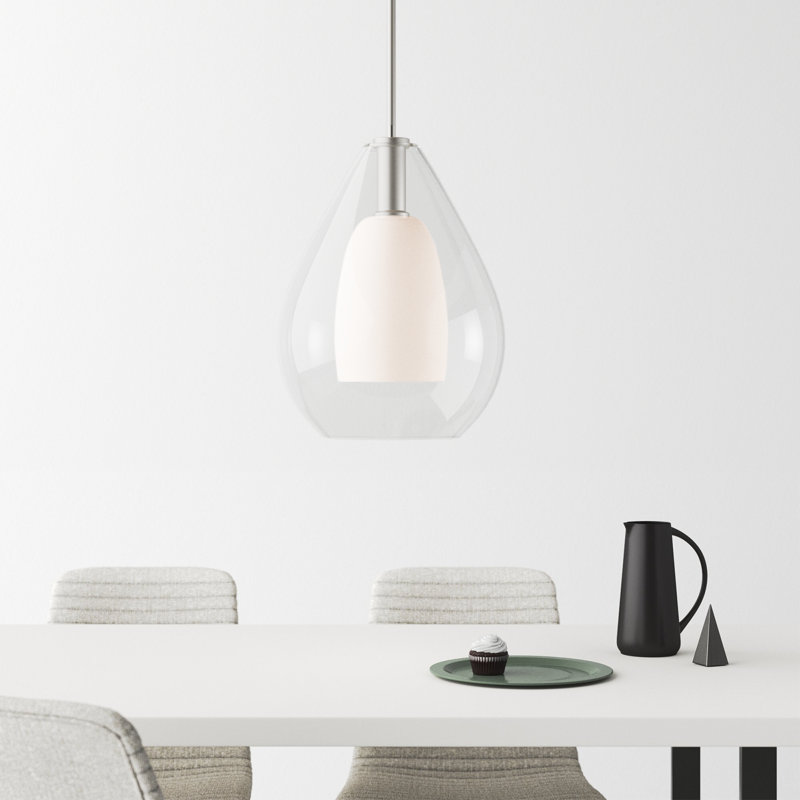 Eldine 1 - Light Teardrop Pendant, 20.75" H x 15" W x 15" D, Brushed Nickel