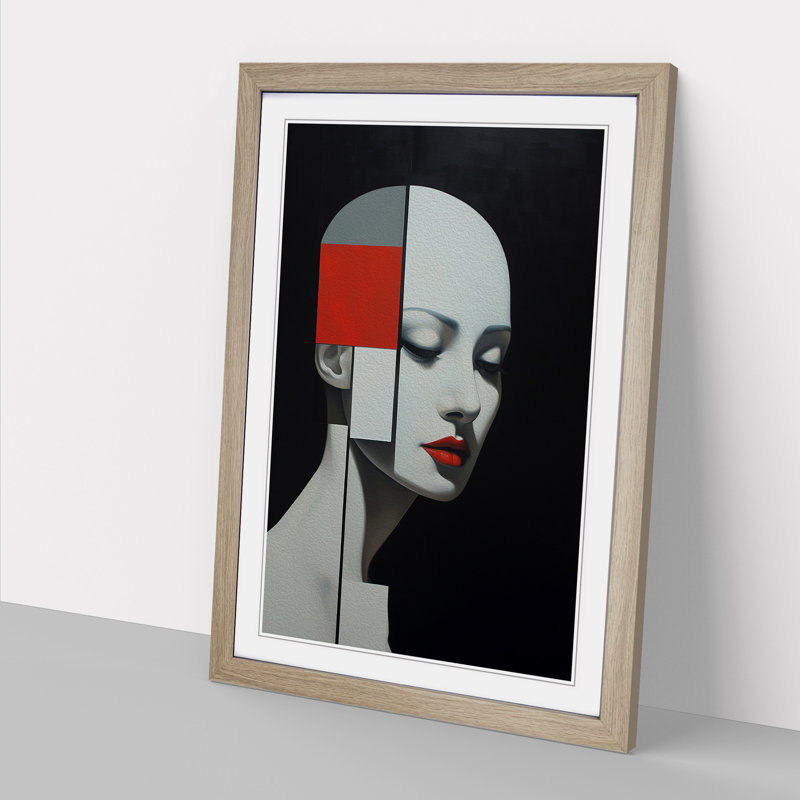 XYZ-FRM-V1223-4520 Minimalist Hard Edge No.2 - Single Picture Frame Print on Wood, 34cm H x 25cm W x 2cm D, Oak