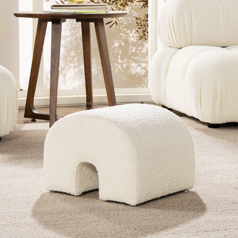 Serafina Upholstered Ottoman, Ivory Boucle