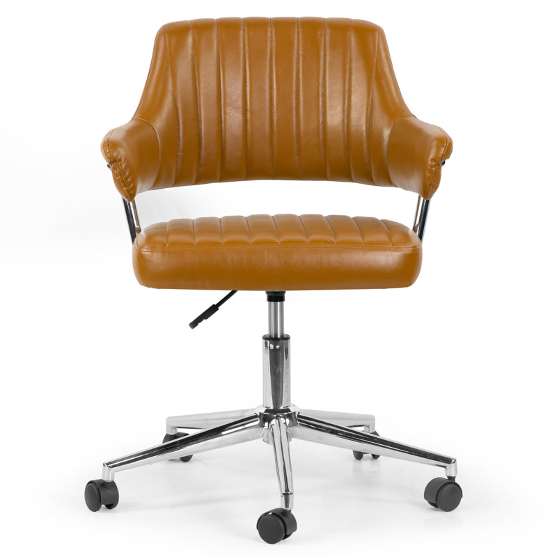 Chaise de travail pivotante en similicuir Avery, Brun cappuccino