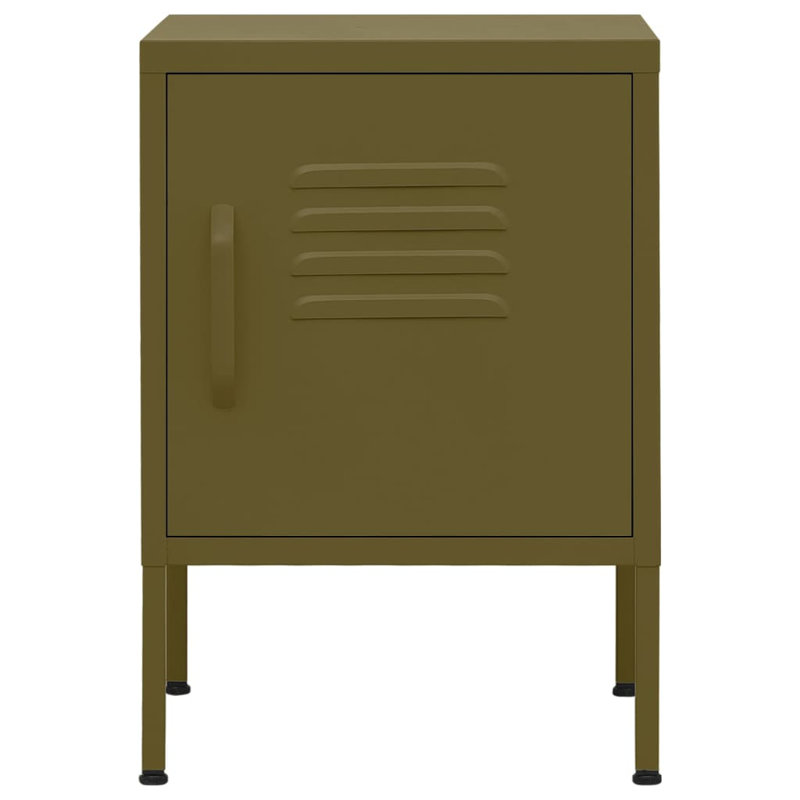 Airon 35cm W Steel Bedside Table, Olive Green
