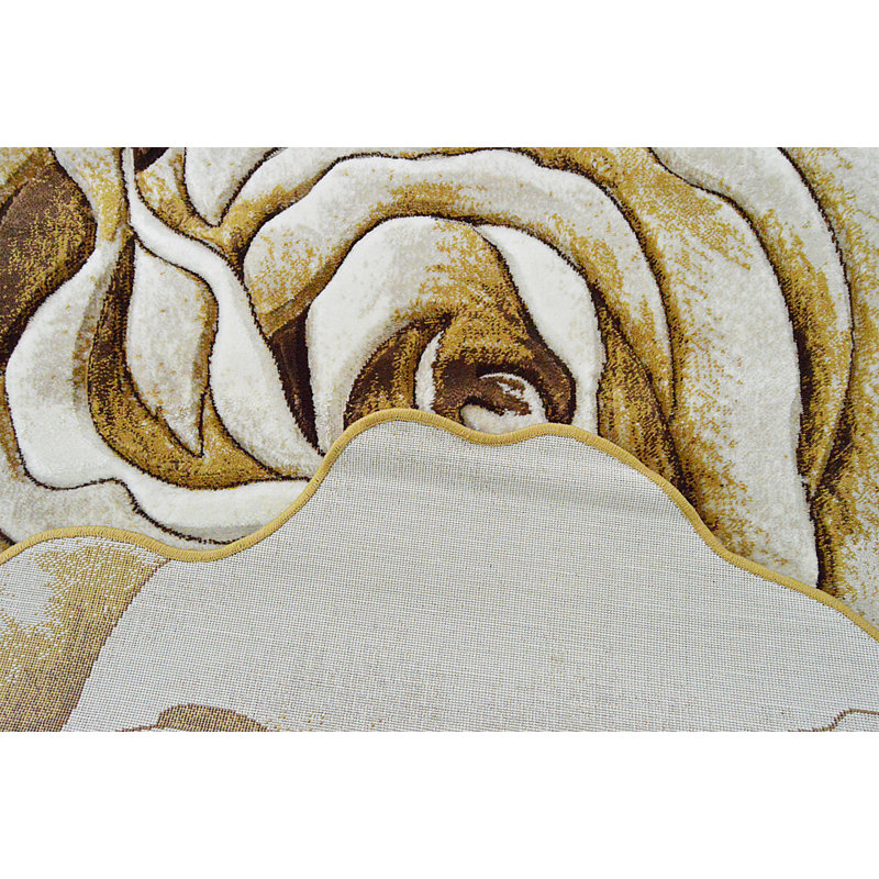 Tapis beige à motif floral Viera, Nouveauté 6 pi 6 po
