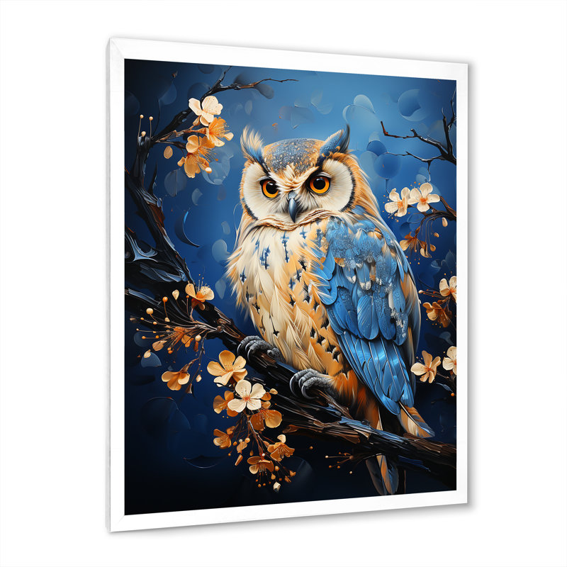 «Enchanted Forest Sentinels Owl» sur toile, Cadre blanc, H 32 po x l 24 po x P 1 po