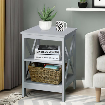 Table de chevet à 3 niveaux avec design en X, noir
