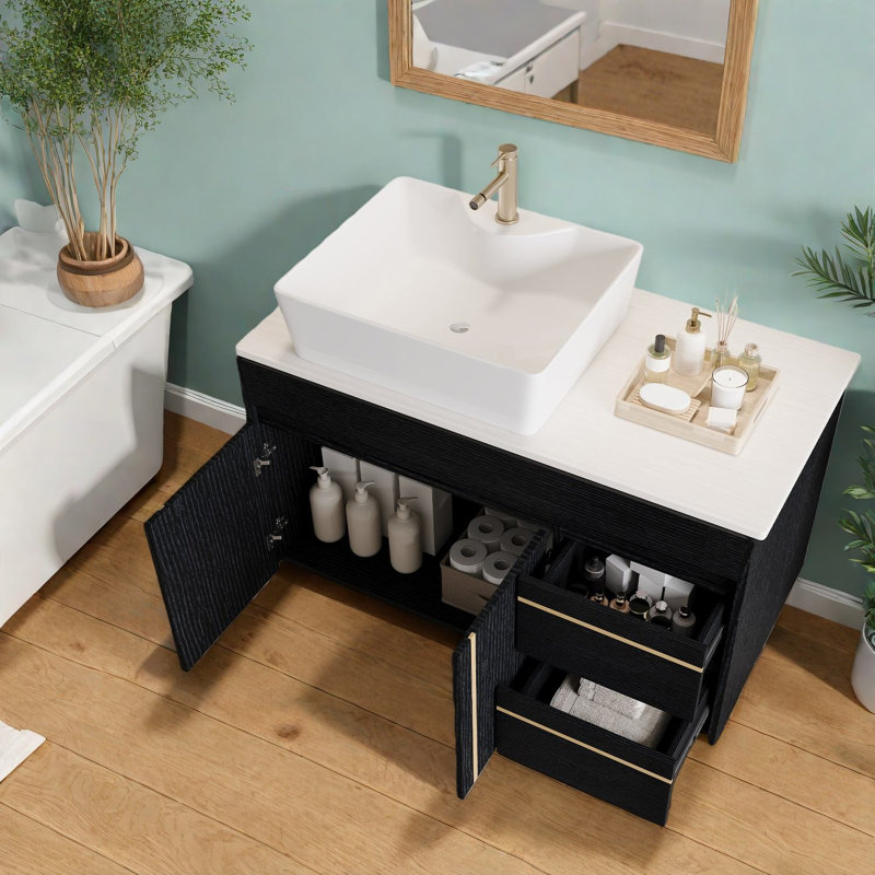 Meuble-lavabo moderne (doit inclure le meuble-lavabo et le lavabo) avec rangement