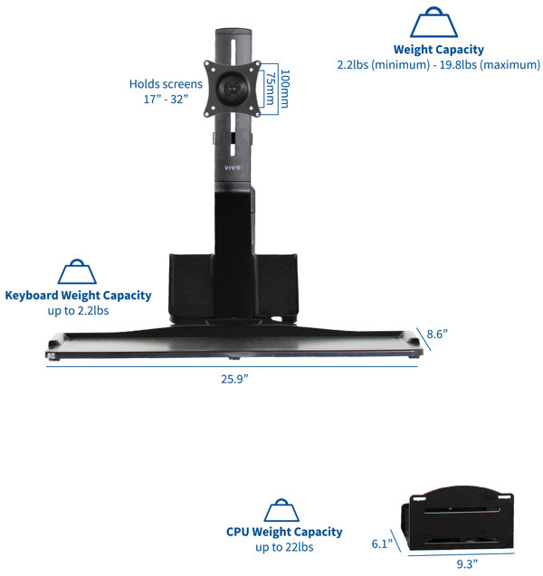 Single Monitor Sit to Stand Wall Mount Workstation – VIVO - desk