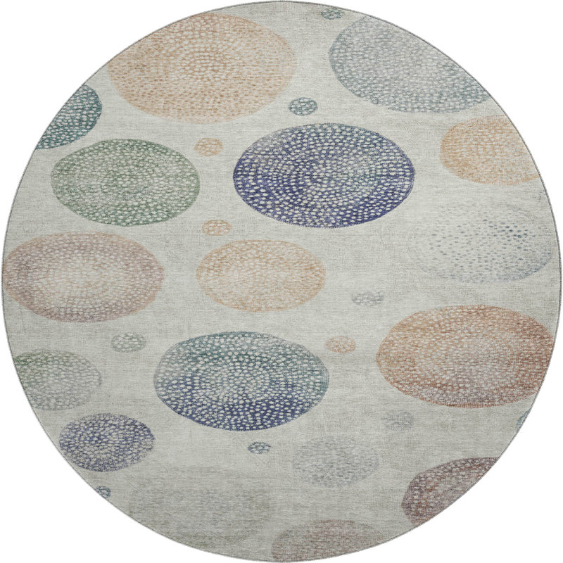 Premium Machine Washable Farolt AMF1897 Geometric Rug, Round 8'