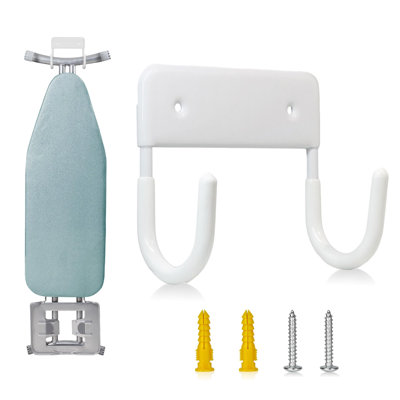 Ironing Board Hanger Wall Mount, Iron Board Holder Wall Mount with 5 Inch Length,Space Saving Laundry Room Storage Organizer for Ironing Board (White)