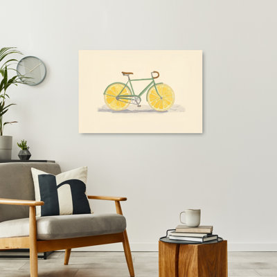 Fresh Lemon Bicycle Abstract Minimalist Modern Fruit Summer Wall Art Print