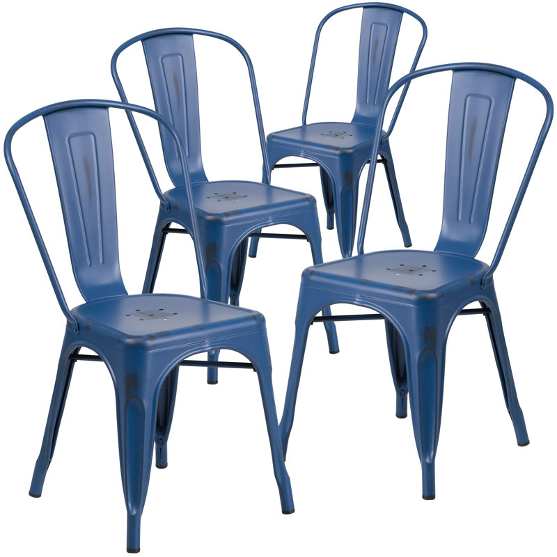 Chaise empilable Dickens, Bleu antique patiné
