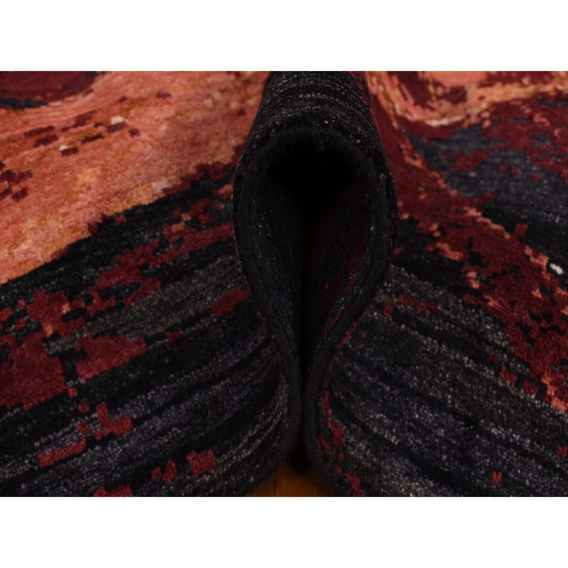 Tapis rouge en laine et soie noué à la main 9 pi 2 po x 12 pi ABEF6EA7A4864A3280E6262F8BDCFE76