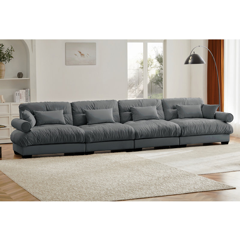 Canapé modulaire en velours surdimensionné Comfort, Velours gris velours