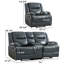 Ensemble de salon inclinable en cuir véritable 3 pièces 3 pièces - 2 chaises et 1 causeuse-127463213
