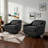 Upholstered Dark Gray Chenille Swivel Oversized Lounge Armchair With Pillow And Metal Base (Set of 2)-1364762078