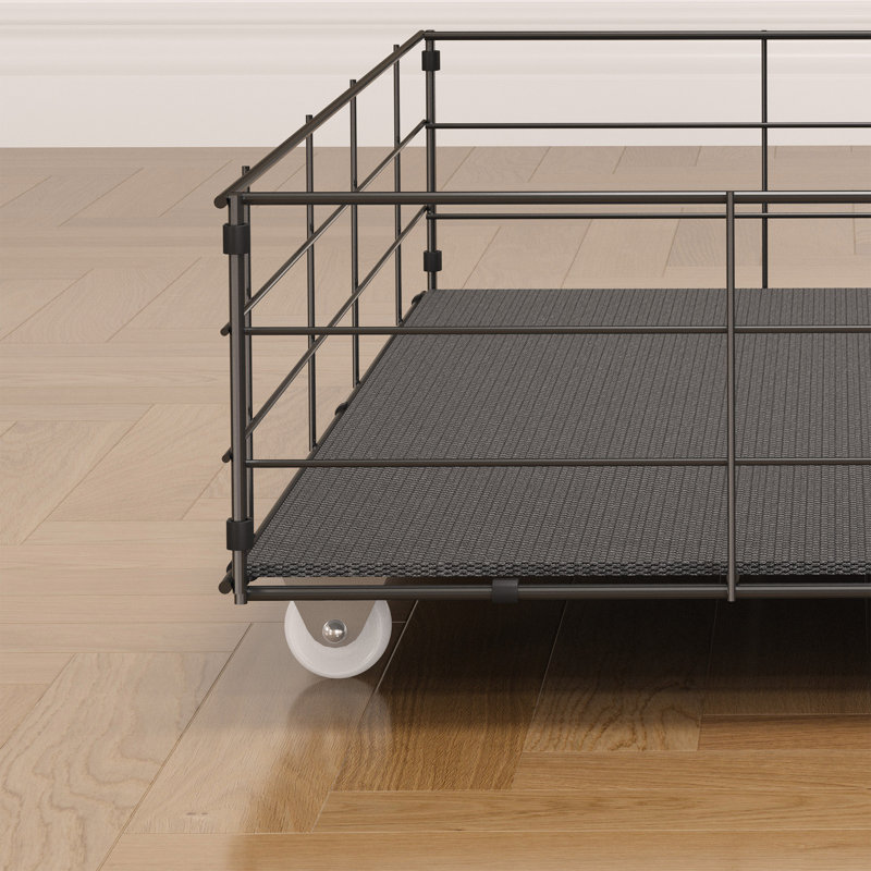 Light Grey Full Upholstered Bed with LED Headboard and Storage Drawers