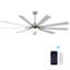 Ventilateur de plafond 72 po à DEL intégré en nickel brossé avec télécommande