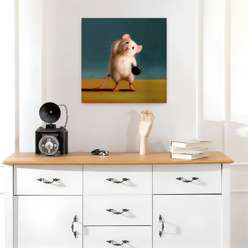 Gym Rat debout, art urbain contemporain, H 18 po x l 18 po