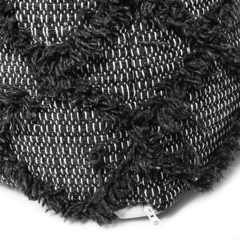 Pouf en laine et coton fait à la main en brun - carré 16 x 16 x 16 pouces, capacité de 200 livres, entièrement assemblé, perles remplies et pouces carrés, assemblé et rembourré 200 lb
