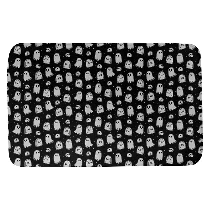 Tapis pour salle de bain ghost Avicia, l 17 po x L 24 po, Noir / Blanc