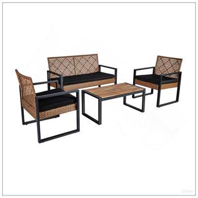 Ensemble de meubles de patio 4 pièces avec balcon et véranda
