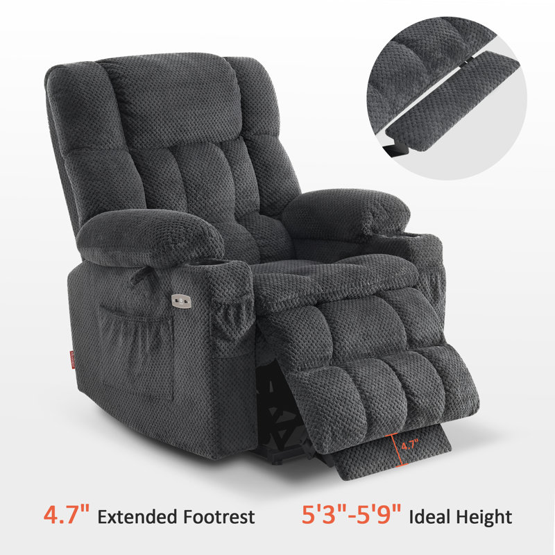 Dual Motor Power Recliner Lift Chair with Massage and Heat, Infinite Position, Fabric Upholstered, Dark Gray 100% Polyester